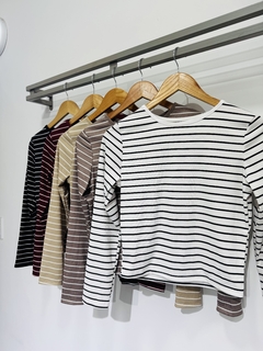 Remera corta rayada morley con lycra (T. Aprox: M) - comprar online