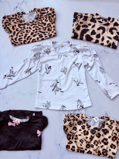 Remera modal estampada niña mangas princesa