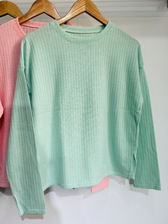 Sweater liviano lanilla canelón manga recta (T. Aprox: M/L) - comprar online