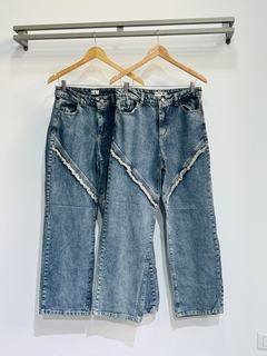 Jeans ancho rígido oxido con fleco en internet
