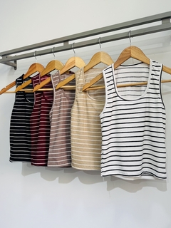 Musculosa morley con lycra rayada (Talle Aprox. S/M) - Avellaneda Mayorista Rosario