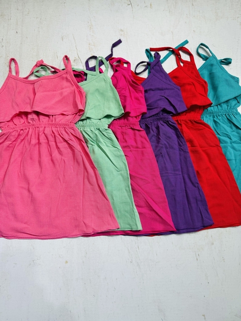 Vestido lino liso de niña.