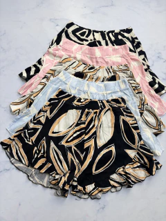 Short volado lino estampado - tienda online
