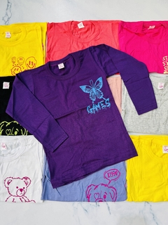 Remera M/L niña doble estampa - comprar online