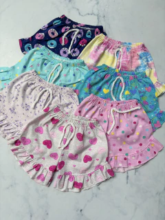 Short bebé algodón estampado NIÑA con volados - comprar online