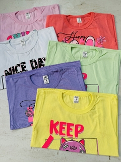 Remera niña algodón dibujos mangas cortas