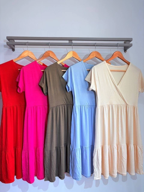 Vestidos de modal con volados escote cruzado (Talle Aprox. XL/XXL) - comprar online