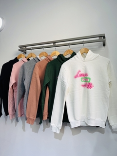 Buzo con capucha algodón con friza LOVE OVER (Talle aprox. S/M/L) en internet