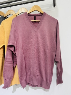 Sweater cuello V de lana liso adulto - Avellaneda Mayorista Rosario