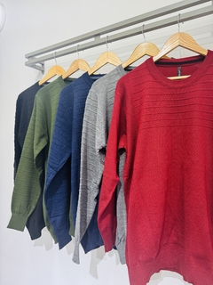 Sweater de lana cuello redondo liso adulto en internet