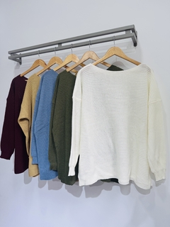 Maxi sweater de lana tejido liso (Talle Aprox. XL/XXL) - comprar online