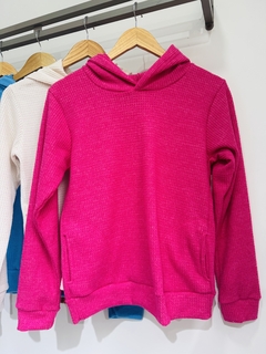 Buzo con capucha wafle calentito y bolsillos(Talle Aprox. M/L) - Avellaneda Mayorista Rosario