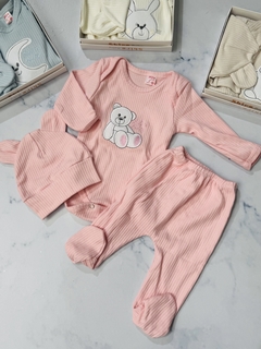 Conjunto en cajita bebe recién nacido morley (Body, ranita y gorrito) - Avellaneda Mayorista Rosario