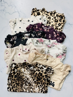 Polera de modal niña estampada con volados en internet
