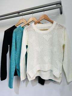 Sweater bucle tramado corazones (Talle Aprox. S/M) en internet