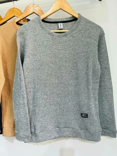 Buzo wafle con friza cuello redondo - comprar online