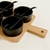 SET X 4 COPETINEROS CERAMICA NEGRA CON BASE BAMBOO Y CUCHARAS 28X20 CM - comprar online