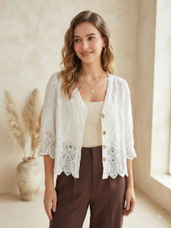 BLUSA BRODERIE MANGA 3/4 - JENNIE - comprar online