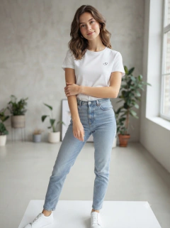 Remera con bordado chiquito en superior izquierdo con dibujo de sonrisa con corazon - SONRISA - comprar online