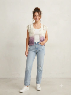 CHALECO CORTO TEJIDO HILO ALGODON DEGRADE - tienda online