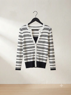 SACO 2 PIEZAS EN 1 RAYADO CON BOTON - comprar online