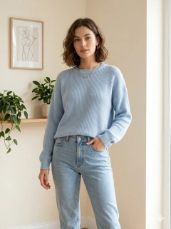 SWEATER TEJIDO DOBLE HEBRA BREMER PUNTO INGLES TAJOS - SWEATER BIANCA - tienda online