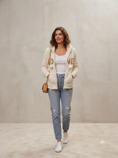 CAMPERA CORDERITO BIFAZ BOLSILLOS CAPUCHA - LOVE en internet