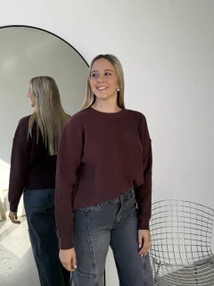 SWEATER TEJIDO DOBLE HEBRA BREMER PUNTO INGLES TAJOS - SWEATER BIANCA - tienda online