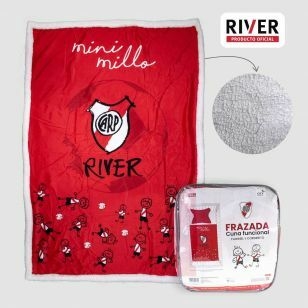 FRAZADA CUNA FUNCIONAL RIVER PLATE C/CORDERITO 100X140CM