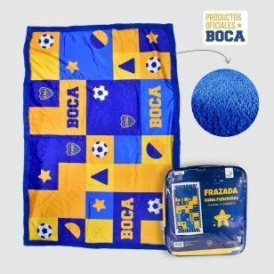 FRAZADA CUNA FUNCIONAL BOCA JUNIORS C/CORDERITO 100X140CM