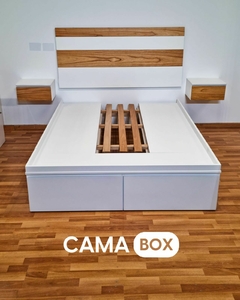 Cama box 2 plazas blanca