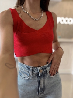 Top hilo cruzado rojo
