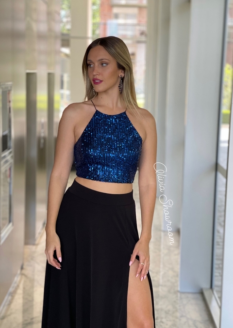 Top Nicanor azul con negro