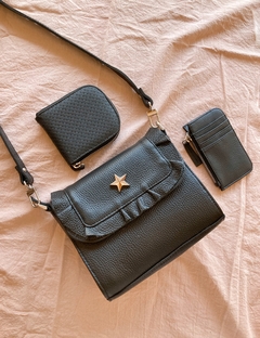 Bandolera Estrella Volados-Cuero color Negro