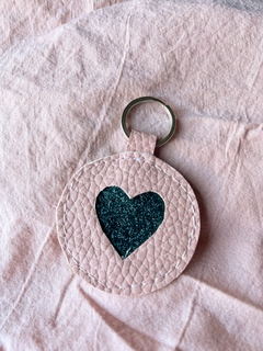 Llavero Cuore rosa-glitter negro
