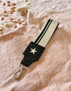 Llavero Largo rayas beige y negro (glitter) - comprar online