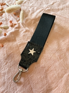 Llavero negro liso (glitter) - comprar online