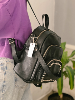Mochila ALEX negra- cuero - comprar online