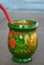 Mate Ruso Grande Madera De Tilo Siberiano Pintado A Mano Verde - comprar online