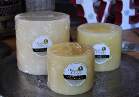 Set X 3 Velas Velones Diego Casado Vainilla 3 Pabilos