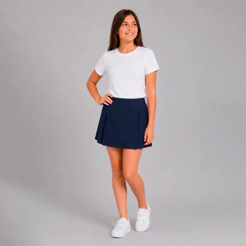 Short con Falda de Gabardina Juvenil Azul