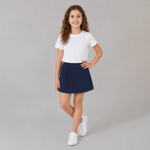 Short Falda Completa de Gabardina Azul