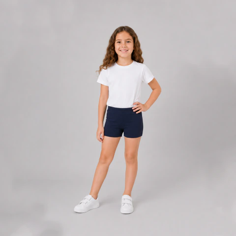 Calza Short Algodón Lycra Azul