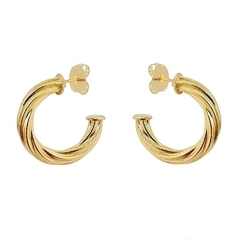 Brinco argola trançada média banhado a ouro 18k