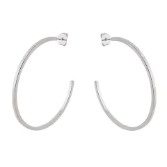 Brinco argola quadrada grande banhado em ródio branco