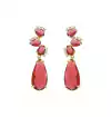 Brinco quatro gotas de zircônia fucsia banhado a ouro 18k