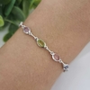 Pulseira cristais ovais coloridos banhada em ródio branco