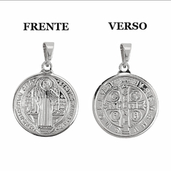 Medalha São Bento banhada em ródio branco