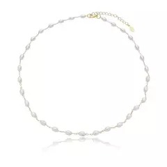 Gargantilha Pérola Arroz - Semijoia Folheada a Ouro 18k