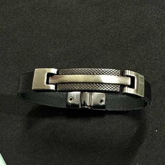 Pulseira placa trabalha com filete no centro - comprar online